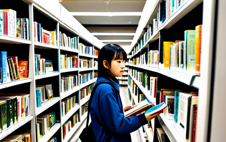 교통직 시험 준비 도서 추천 - **Image Prompt 1: The Quest for the Perfect Study Guide**
    A young Japanese person, appearing sli...