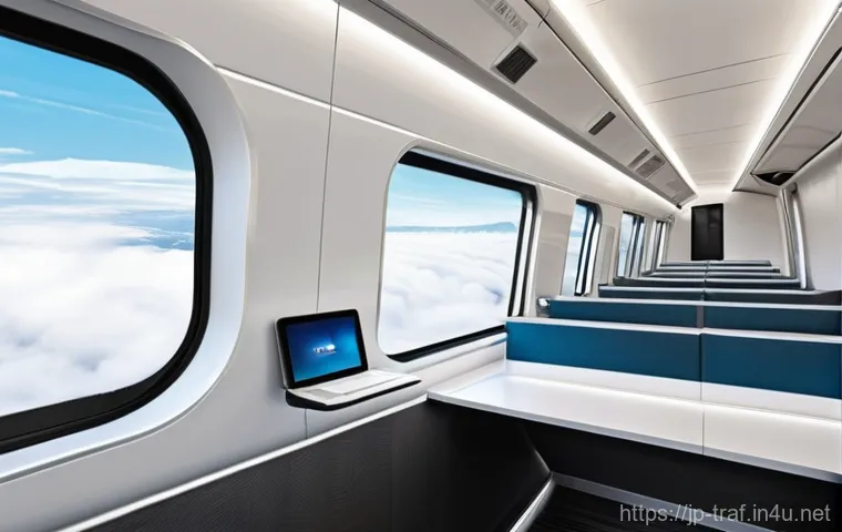 교통직 전문가의 커리어 조언 - **Prompt 1: Futuristic Mobile Workspace on a Shinkansen**
    "A sleek, modern Shinkansen train inte...