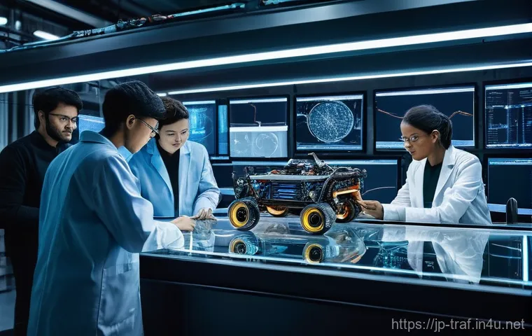 교통관련 직업별 커리어 패스 분석 - **Prompt:** A dynamic shot of a team of diverse engineers, both male and female, working collaborati...