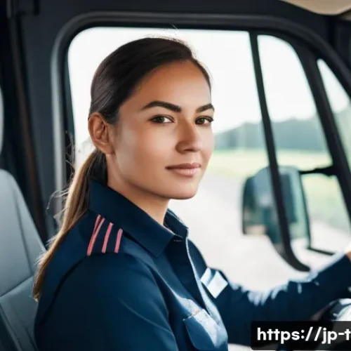 교통업계 이직 후 연봉 변화 사례 - **Prompt:** A female truck driver, in her late 20s, with a confident and focused expression, sitting...