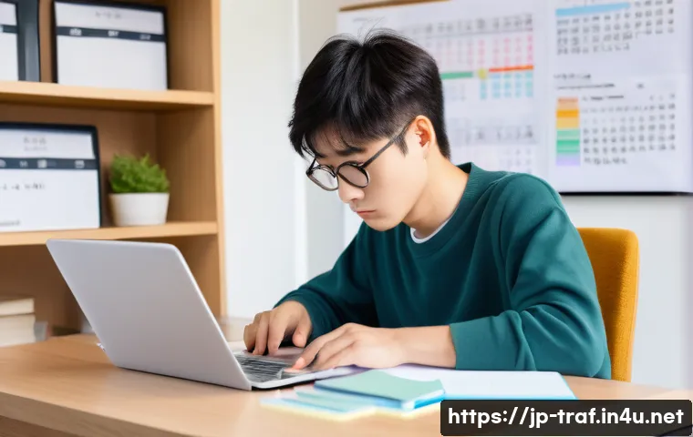 교통 자격증 합격 전략 공유 - A focused Japanese young adult studying diligently at a clean, modern desk in a bright room with nat...