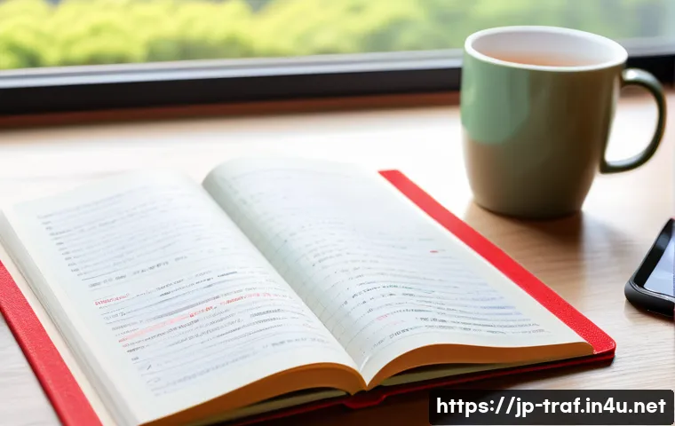 교통분야 자격증 필기시험 요약 정리 - An organized study desk scene focused on Japanese traffic qualification exam preparation, featuring ...
