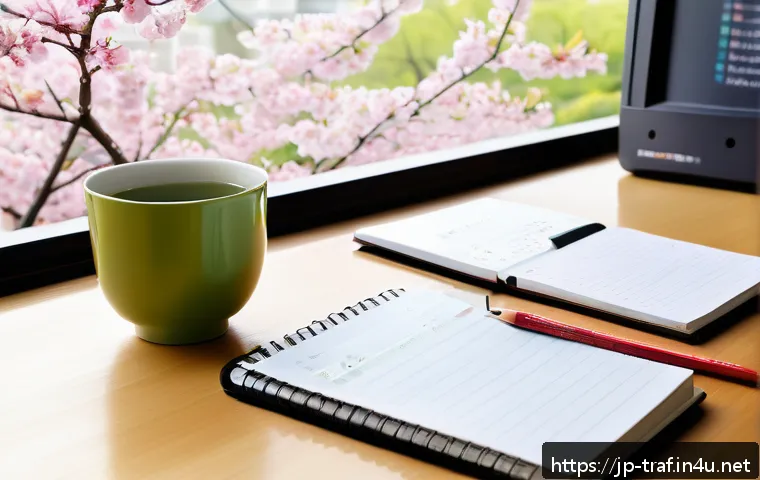 교통직 필기시험 최신 트렌드 - A modern Japanese study desk scene focused on efficient exam preparation for a traffic-related writt...