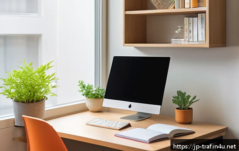 교통 관련 자격증 공부 커뮤니티 - A modern Japanese home study corner designed for concentration, featuring a small desk in the living...