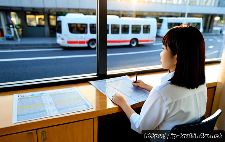 교통 실무 경험 일기 - Photorealistic Japanese urban traffic operations diary scene, experienced transportation coordinator...